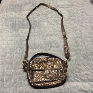 Target Exclusive Purse, Gold Faux Leather, Black Crackle Studs, Adjustable Strap